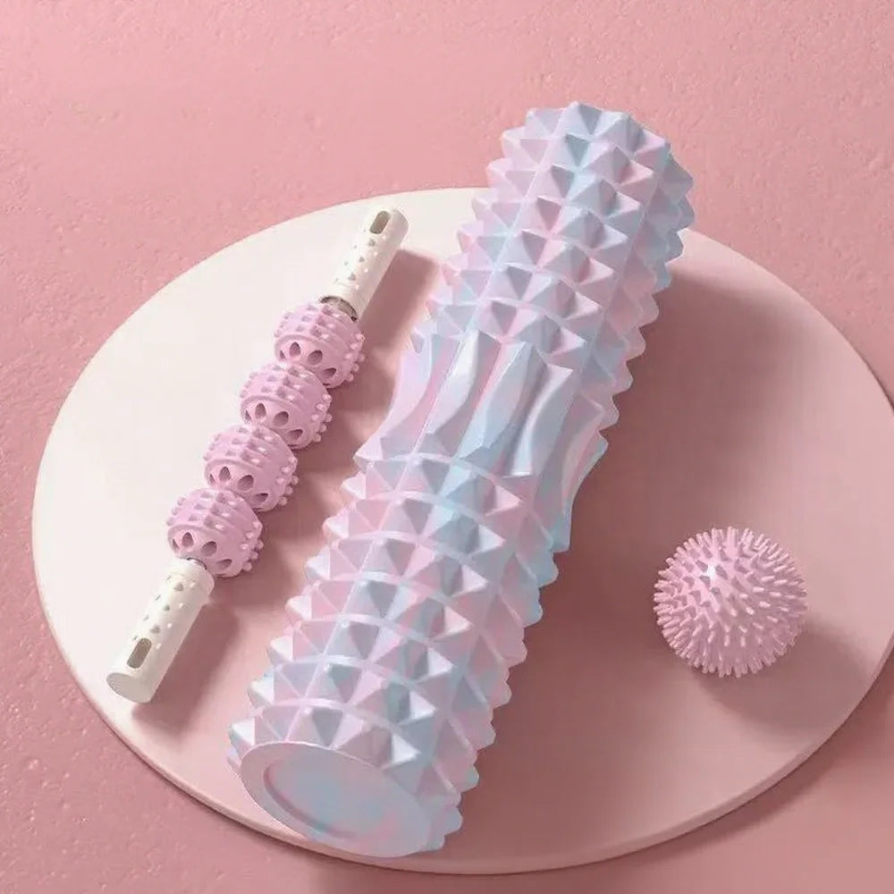 [Three Piece Massage Set] Massage Prick Ball, Massage Roller, Foam Massage Roller Shaft - a Necessary Household Massage Artifact